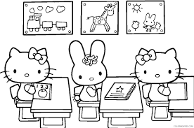 1 jumbo hello kitty coloring book (64 pages); Hello Kitty Coloring Pages In Class Coloring4free Coloring4free Com