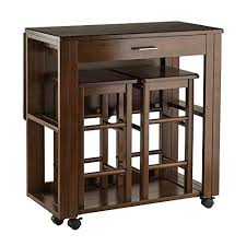 Counter Height Folding Table With Stools Drawer Wooden Walnut Finish Bar Cart Flip Up Counter Counter Height Kitchen Table Breakfast Bar Table Folding Table