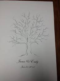 Finger Print Tree Guestbook Custom Made For Guests Of 50 120 175 Or 200 In 2020 Nature Art Drawings Tree Drawings Pencil Tree Drawing