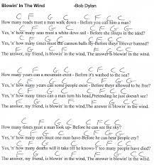 Blowing In The Wind Bob Dylan C Major Guitar Chord Chart Http Www Youtube Com Munsonmus Lyrics And Chords Song Lyrics And Chords Guitar Lessons Songs