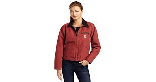 While carhartt still includes many of their classic carhartt workwear details, they've also added princess seaming and more color options just for women. Carhartt Cotton Sandstone Duck Detroit Jacket In Red Lyst