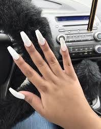 How to remove acrylic nails at home with acetone. White Coffin Acrylic Summer Long Nails Long Square Nails White Acrylic Nails White Nails