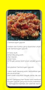 Pitik geprèk) adalah makanan ayam goreng tepung khas indonesia yang diulek atau dilumatkan bersama sambal bajak. Resep Sambal Indonesia Offline Fur Android Apk Herunterladen