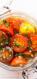Marinated Cherry Tomatoes Are A Colorful Juicy And Tasty Side Dish That Is Perfect For Summer Parties Cherry Tomato Recipes Tomato Recipes Marinated Tomatoes