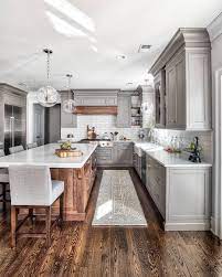 Brown White And Gray Kitchen I Love The Floors Home Kitchens Home Decor Kitchen Grey Kitchen Designs