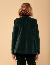 Blazer Jacket Blair Velvet For Women Deep Green Black Reiko