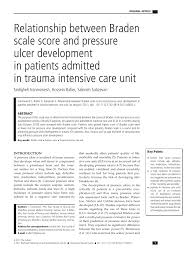 Pdf Relationship Between Braden Scale Score And Pressure