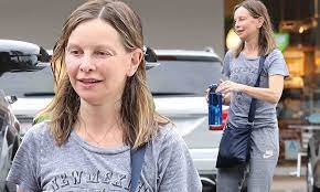 The official calista flockhart twitter!. Calista Flockhart Emerges Make Up Free From La Spin Class Daily Mail Online