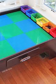 Transform A Train Table Into A Lego Table With This Easy Diy And Organize Your Bricks Too Lego Table With Storage Lego Table Train Table