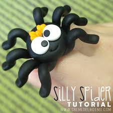 How to make a mickey mouse figurine tutorial. Creme De La Gems Silly Spider Polymer Clay Tutorial Diy Polymer Clay Halloween Halloween Clay Polymer Clay Ornaments