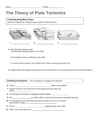 We found some images about plate boundary worksheet answers Theory Of Plate Tectonics Worksheet