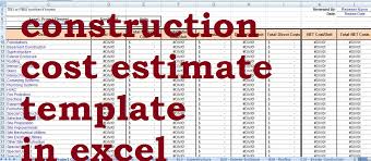 Construction Cost Estimate Template In Excel Civil Engineering Program