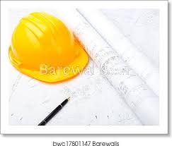 Maybe you would like to learn more about one of these? Construction Drawing And Safety Helmet Art Print Barewalls Posters Prints Bwc17801147