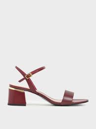 Red strappy heels for women. Red Open Toe Ankle Strap Block Heel Sandals Charles Keith De