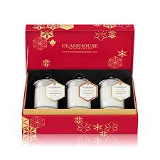 Glasshouse Christmas Collection Miniature Candle Trio Miniature Candles Candle Gift Set Scented Candle Store