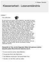 Die richtigen antworten sind ebenfalls enthalten. Leseverstandnis Deutsch 2 Klasse Klassenarbeiten Leseverstandnis Erste Klasse