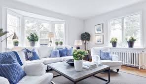 White And Blue Coastal New England Style Interior Design One Way To Use Blue In Your Home Vardagsrum Vardagsrum New England Vardagsrum Inspiration New England
