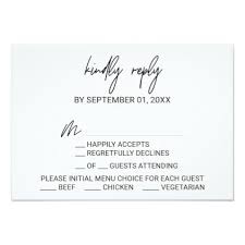 Whimsical Calligraphy Menu Choice Rsvp Card Zazzle Com Rsvp Card Wedding Response Cards Typography Wedding Invitations