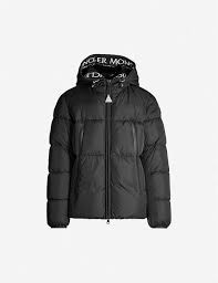 Logo Print Padded Shell And Down Blend Hooded Jacket Printed Pads Hooded Jacket Jackets