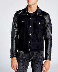 495 The Kooples Leather Sleeve Denim Jacket Leather Denim Denim Jacket Jackets