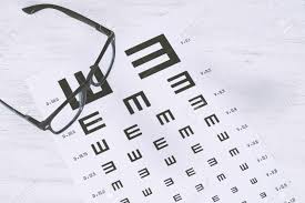 Eye Glasses On Eyesight Test Chart Text Vision Concept