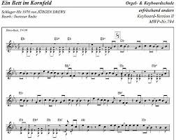 Seine jugend verbrachte jürgen drews in schleswig. 794 Ein Bett Im Kornfeld Jurgen Drews Musiknoten Gm Seq Style Mp3