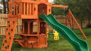 Backyard Discovery Woodland All Cedar Wood Playset Swing Set Review Youtube