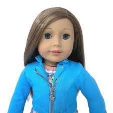 American Girl Doll & outfit 18" light skin, brown (caramel) long hair, blue  eyes