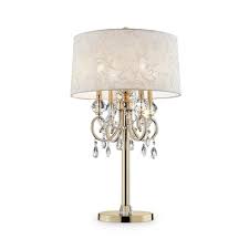 Ore International Aurora 32 5 In Crystal And Gold Table Lamp With Barocco Print Linen Shade K 5155t The Home Depot Chandelier Table Lamp Crystal Table Lamps Gold Table Lamp