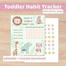 Jungle Toddler Habit Tracker Printable | Kids Chore Chart (PDF) - Etsy