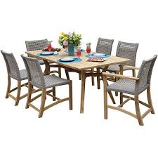 Outdoor Interiors 7 Piece Nautical Teak Dining Setwith Teak And Wicker 5 046 Liked On Clearance Outdoor Furniture Wicker Dining Chairs Patio Dining Set
