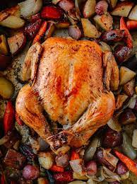 Baked Whole Chicken W Vegetables One Pan Meal The Woks Of Life Recipe Whole Baked Chicken Baked Whole Chicken Recipes Whole Chicken