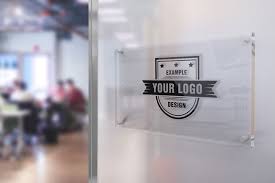 Logo On Office Glass Sign Mockup Mediamodifier Online Mockup Generator Sign Mockup Sign Board Design Glass Sign