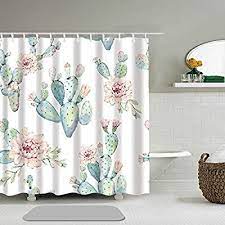 Amazon Com Abili Shower Curtain Flower Watercolor Saguaro Cactus Hand Painted It Perfect Succulent Cactus Shower Curtain Cute Shower Curtains Bathroom Themes