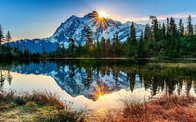Download Wallpapers America Mount Baker Volcano River Sunset Washington Usa Besthqwallpapers Com Landscape Wallpaper Nature Landscape Photography
