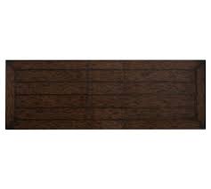 Parquet table top with grey painted legs. Lorraine Extending Dining Table Pottery Barn