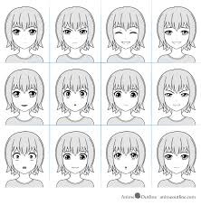 12 Anime Facial Expressions Chart Drawing Tutorial