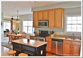 Color Spotlight Sherwin Williams Comfort Gray Grey Kitchen Walls Honey Oak Cabinets Kitchen Wall Colors