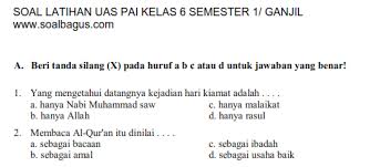 Soal Uas Agama Islam Kelas 6 Semester 1 Soalbagus Com
