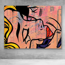 Kiss Graffiti Pop Art Lichtenstein Canvas Wall Art Street Art Love Art Pop Art