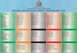 School Calendar 2017 2020 Education In Zambia