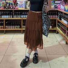 Check our goth aesthetic, grunge. Pixiekiki Fairy Grunge Brown Mesh Tiered Skirt Y2k Clothes 90s Aesthetic Gothic Elastic Waist Long Skirts Womens 2022 P84 Cf24 Skirts Aliexpress