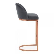 Luxe Velvet Copper Brass Leg Bar Stool 75cm Pebble Leaf Home Contemporary Bar Stools Bar Stools Kitchen Island Kitchen Bar Stools