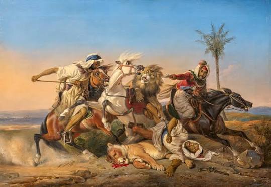 Raden Sarief Bastaman Saleh | Battle between Arab Horsemen and a Lion (1842) | MutualArt
