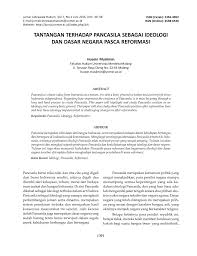 Pdf | negara indonesia saat ini mengalami berbagai masalah hampir pada berbagai aspek kehidupan, mulai dari dan menjadi warga negara yang demokratis dan bertanggung jawab (pasal 3 uu no.20 tahun. Pdf Tantangan Terhadap Pancasila Sebagai Ideologi Dan Dasar Negara Pasca Reformasi