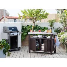 Keter Unity Xl Indoor Outdoor Serving Cart Prep Station With Storage Brown Outdoor Kitchen Design Outdoor Kitchen Patio Storage