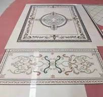 Custom Modern Design Natural Branco Mármore Waterjet Medalhão Polido 4mm  Espessura Pavimento Interior Azulejo com Padrão de Parede Interior