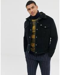 Levi S Cord Borg Trucker Jacket In Black 94 Asos Lookastic