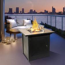 L 36 x w 36 x h 24.5. Stylish Contemporary Square Gas Fire Pit Heater Teamson Home Uk