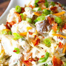 Peel & cut sweet potatoes & add to a bowl. Loaded Baked Potato Salad This Is Not Diet Food